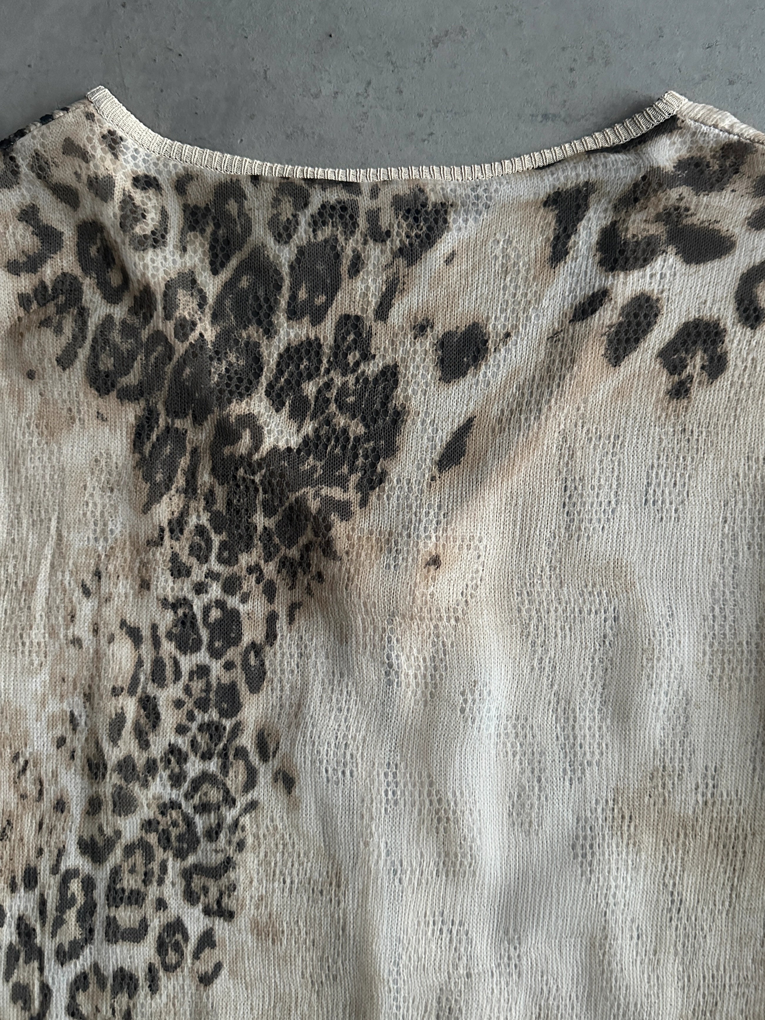 LES COPAINS - 1990s PANELED LEOPARD PRINT CARDIGAN