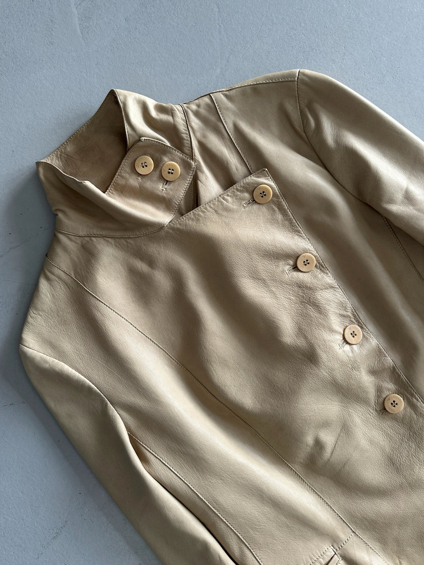 EMPORIO ARMANI - 2004 FUNNEL NECK LEATHER JACKET