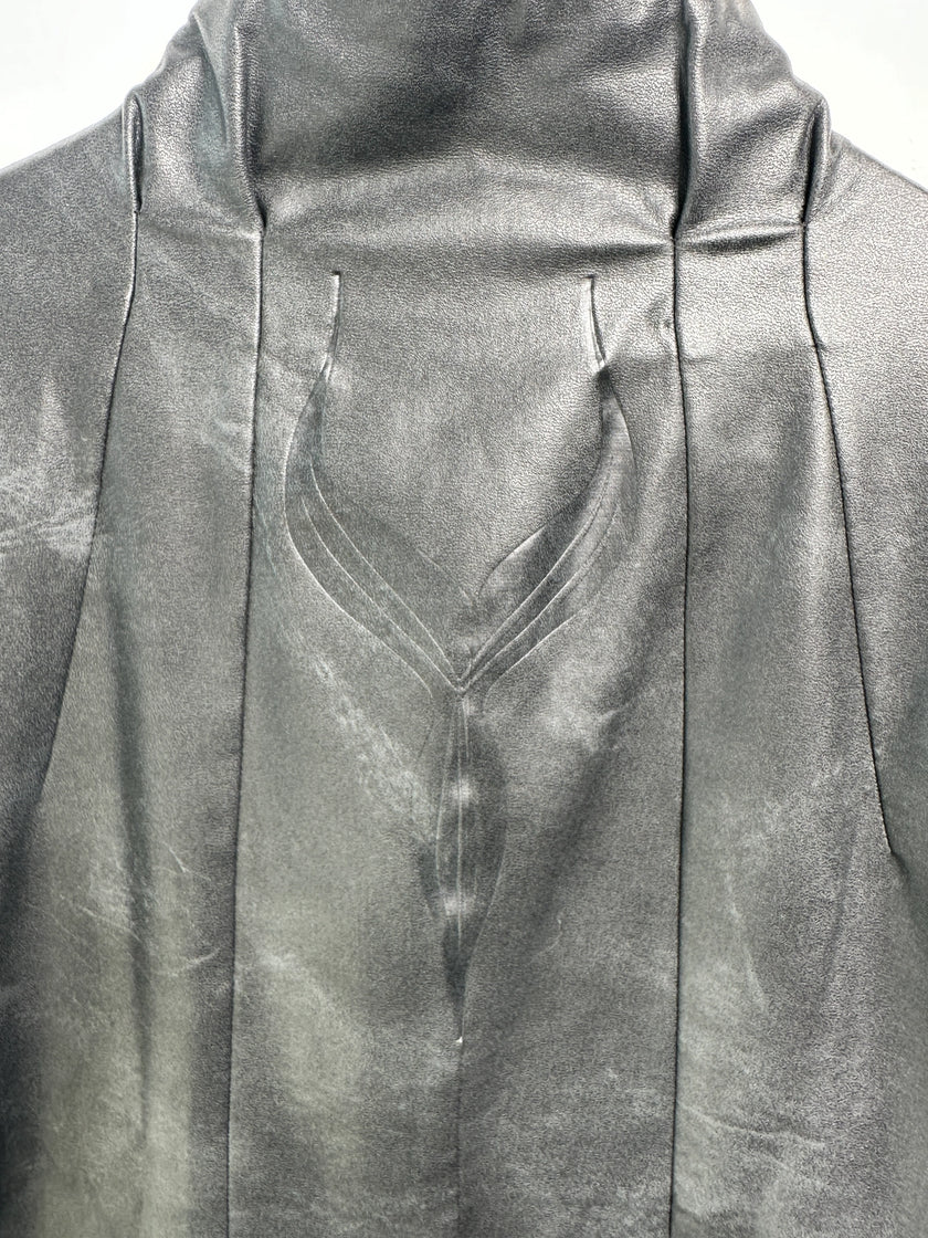 ISSEY MIYAKE - S/S 2006 FAUX LEATHER JACKET WITH SCULPTURAL NECK