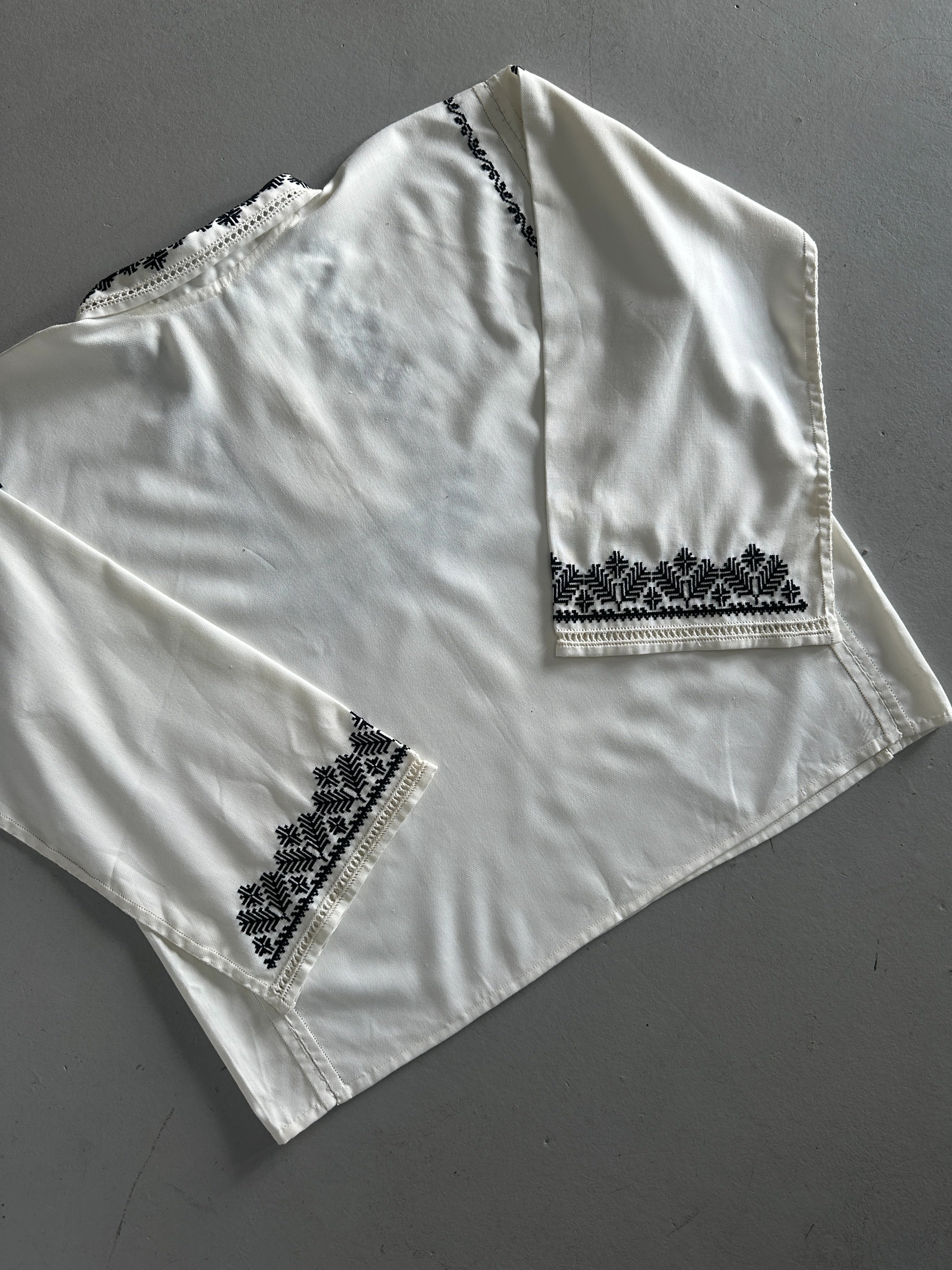 1970s EMBROIDERED WIDE SLEEVE TUNIC SHIRT