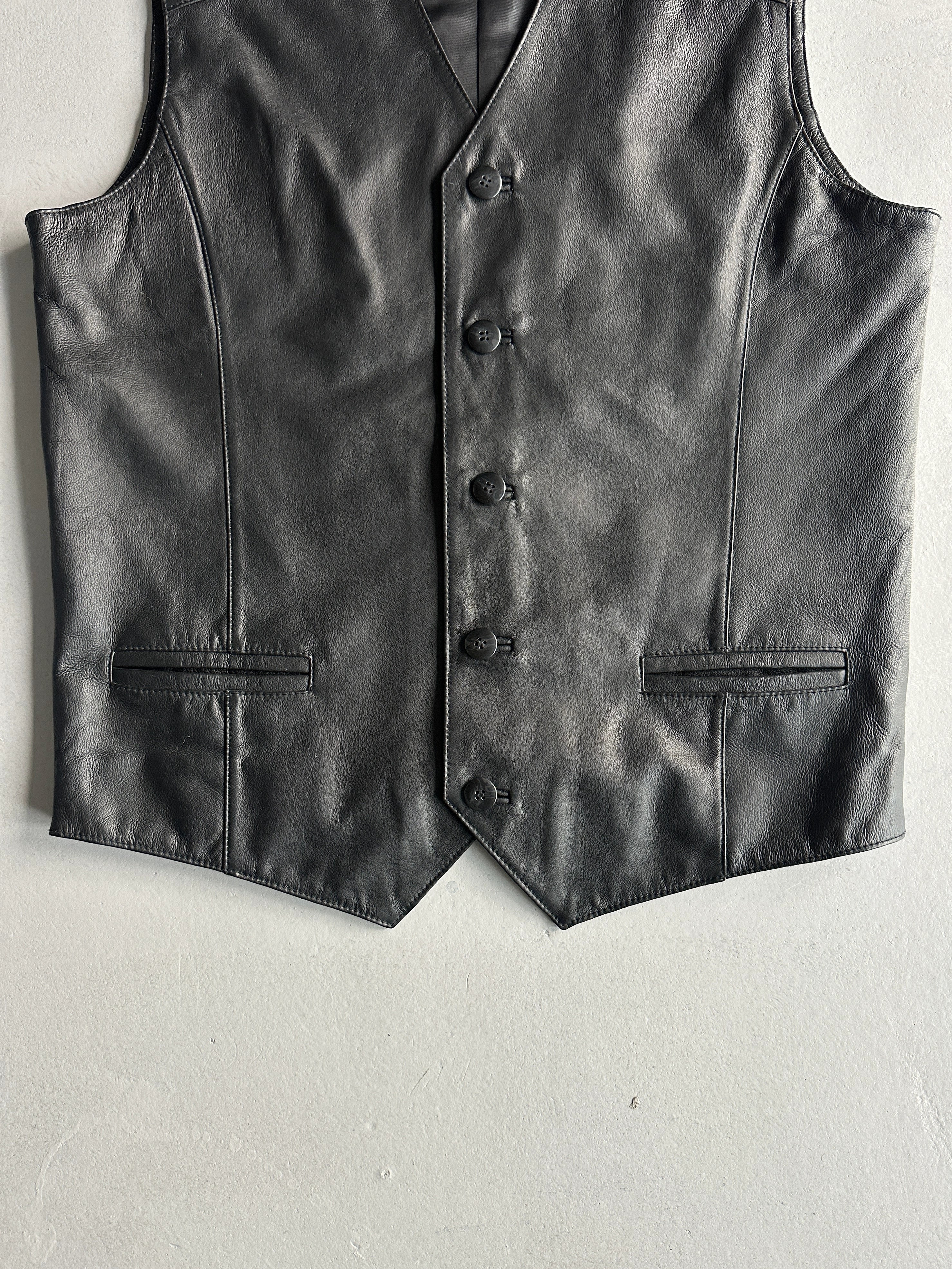 1990s LEATHER WAISTCOAT