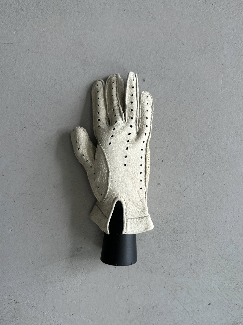 TRUSSARDI - 1990s LEATHER AND CROCHET BACK GLOVES