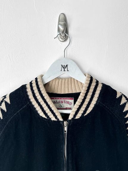 VALENTINO - 1980s CORDUROY BOMBER JACKET WITH KNITTED SHOULDER PANELS