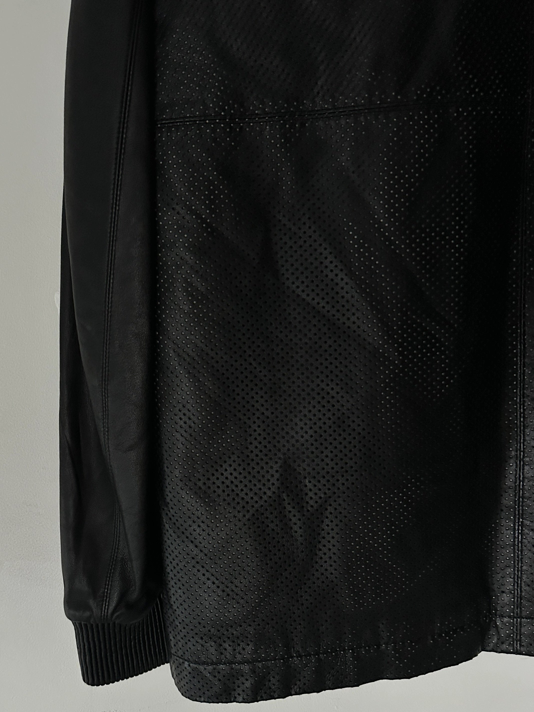 JEAN PAUL GAULTIER OBJET - 1990s PERFORATED LEATHER JACKET WITH ZIP OFF FUR LINING