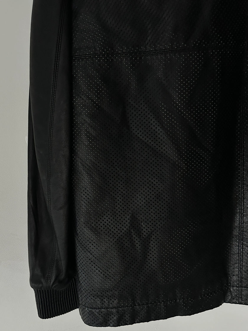 JEAN PAUL GAULTIER OBJET - 1990s PERFORATED LEATHER JACKET WITH ZIP OFF FUR LINING