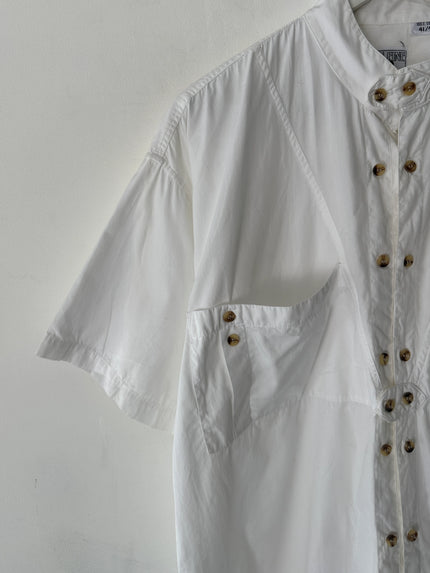 ITALIAN LABEL 2000s MANDARIN COLLAR ASYMMETRIC LONG SLEEVE SHIRT