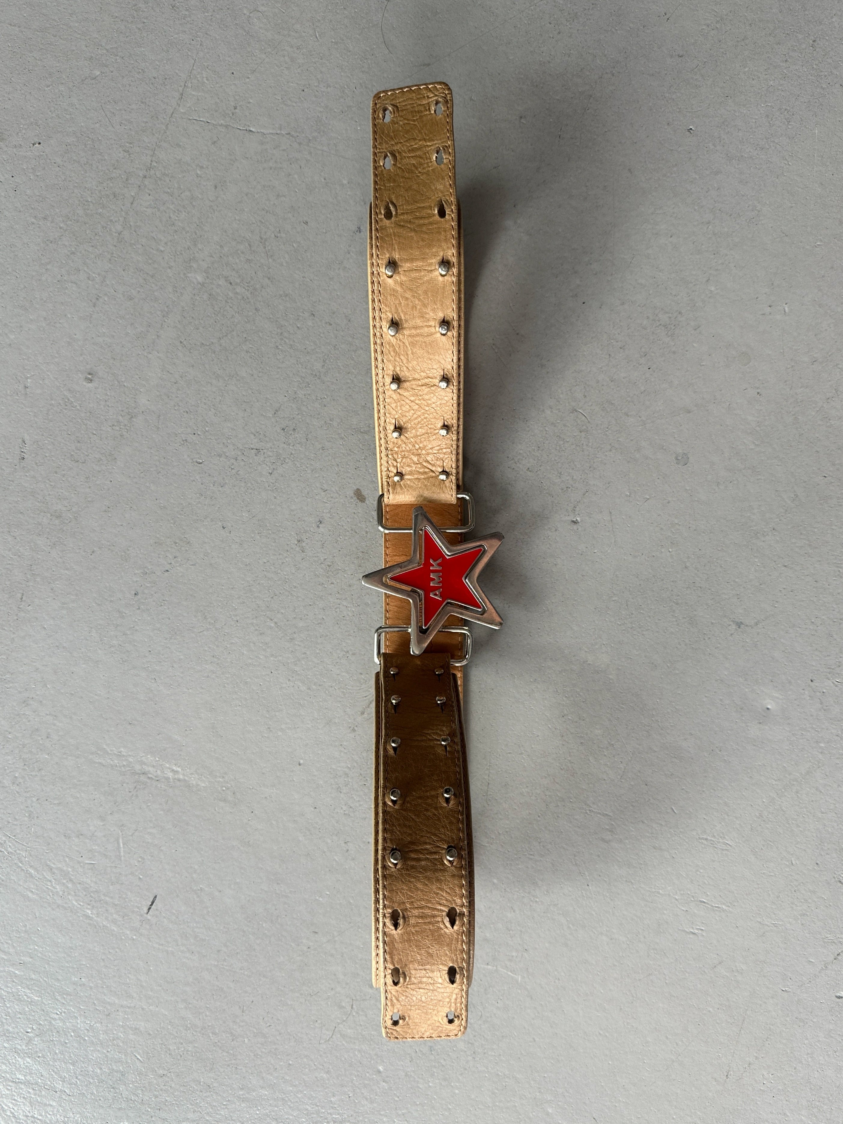 ANDREW MACKENZIE - 2000s STAR BUCKLE LOGO LEATHER BELT