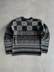 KENZO - 1980s JACQUARD PRINT ROUND NECK JUMPER