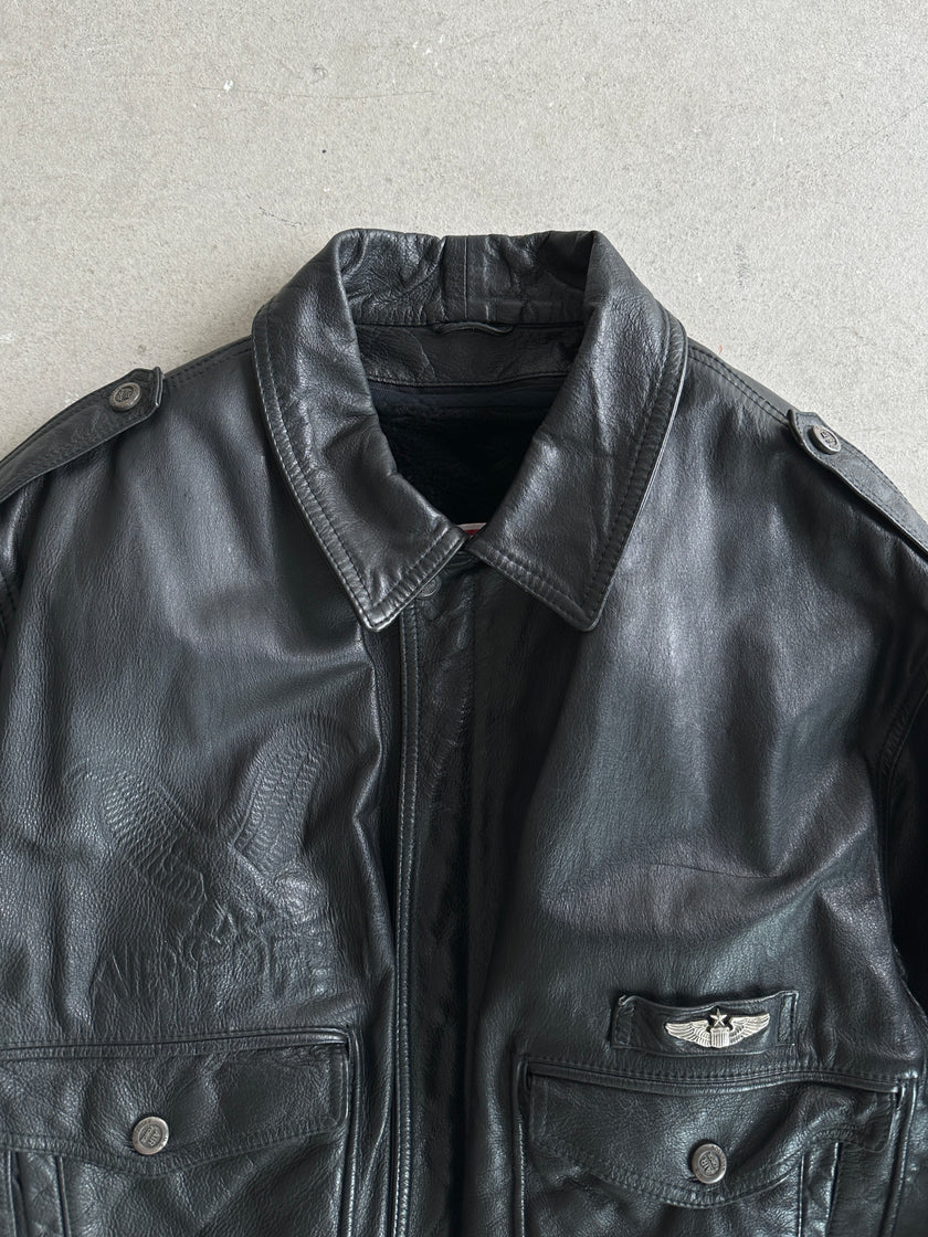 1970s LEATHER AVIATOR BOMBER JACKET