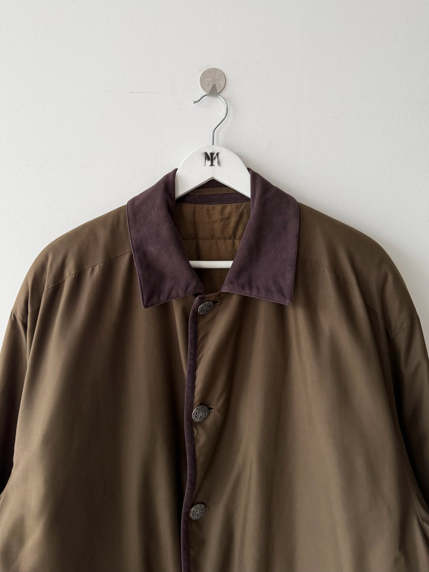 ITALIAN LABEL 1990s WATER REPELLENT JACKET WITH CONTRASTING PLUM TRIMS
