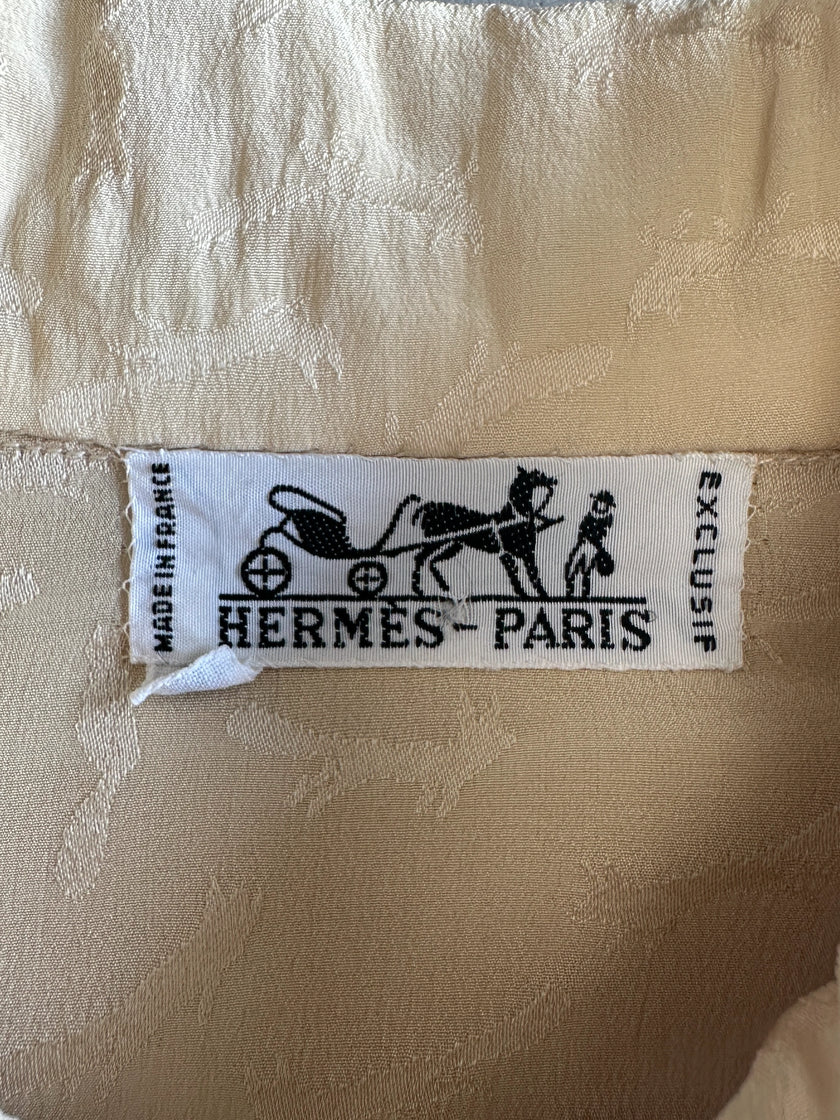 HERMÈS - 1970s COLLARED SILK SHIRT