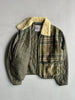 GIANFRANCO FERRÉ - 1980s FUR COLLAR PLAID JACKET WITH CONTRASTING NYLON SLEEVE
