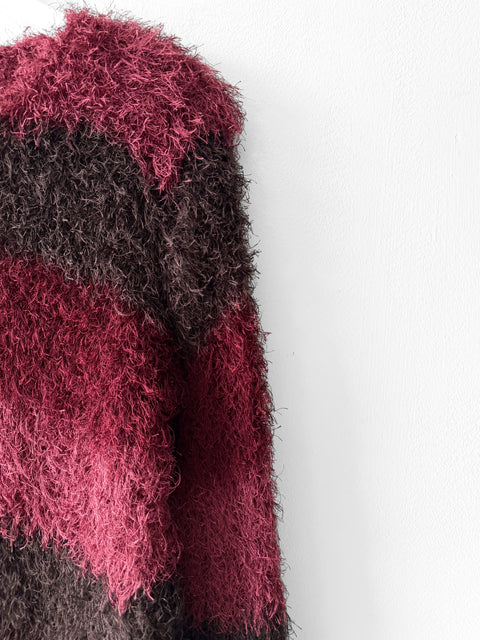 JAPANESE LABEL 1990s SHAGGY JUMPER WITH PADDED SHOULDERS