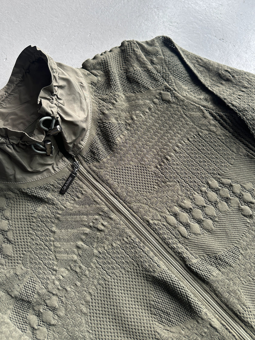 HIROKO KOSHINO - 2000s CONTRASTING NYLON COLLAR AND HEM SEMI TRANSPARENT JACKET