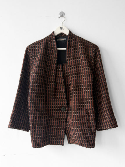 ISSEY MIYAKE - 1980s LAYERED FRONT WOOL BLAZER