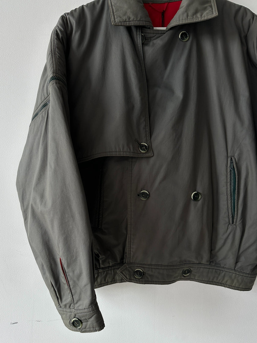NO LABEL 1980s 2 IN 1 DOUBLE BREASTED BOMBER JACKET GILET