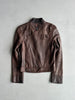 DIESEL - 2000s ASYMMETRICAL ZIP FRONT LEATHER BIKER JACKET