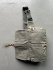 YOHJI YAMAMOTO Y'SACCS - 1990s RECTANGULAR BUM BAG WITH DISTRESSED LEATHER FRONT PANEL