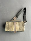 YOHJI YAMAMOTO Y'SACCS - 1990s RECTANGULAR BUM BAG WITH DISTRESSED LEATHER FRONT PANEL