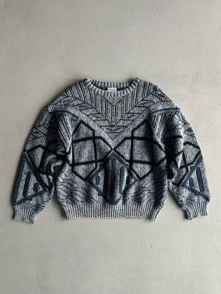 1980s JACQUARD PRINT ROUND NECK KNIT JUMPER