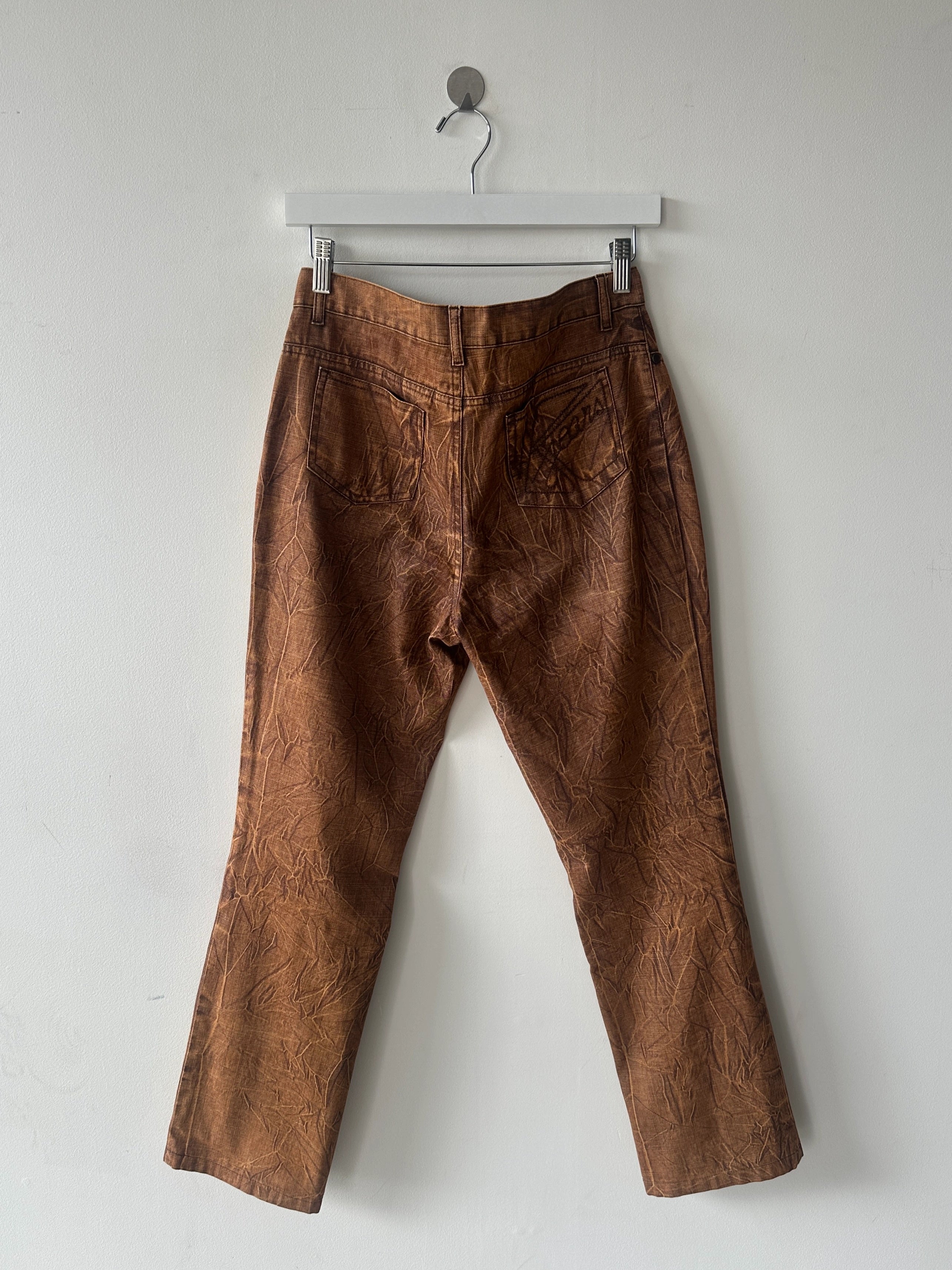 KENZO - 1980s DENIM TROUSERS WITH CRINKLED EFFECT WASH