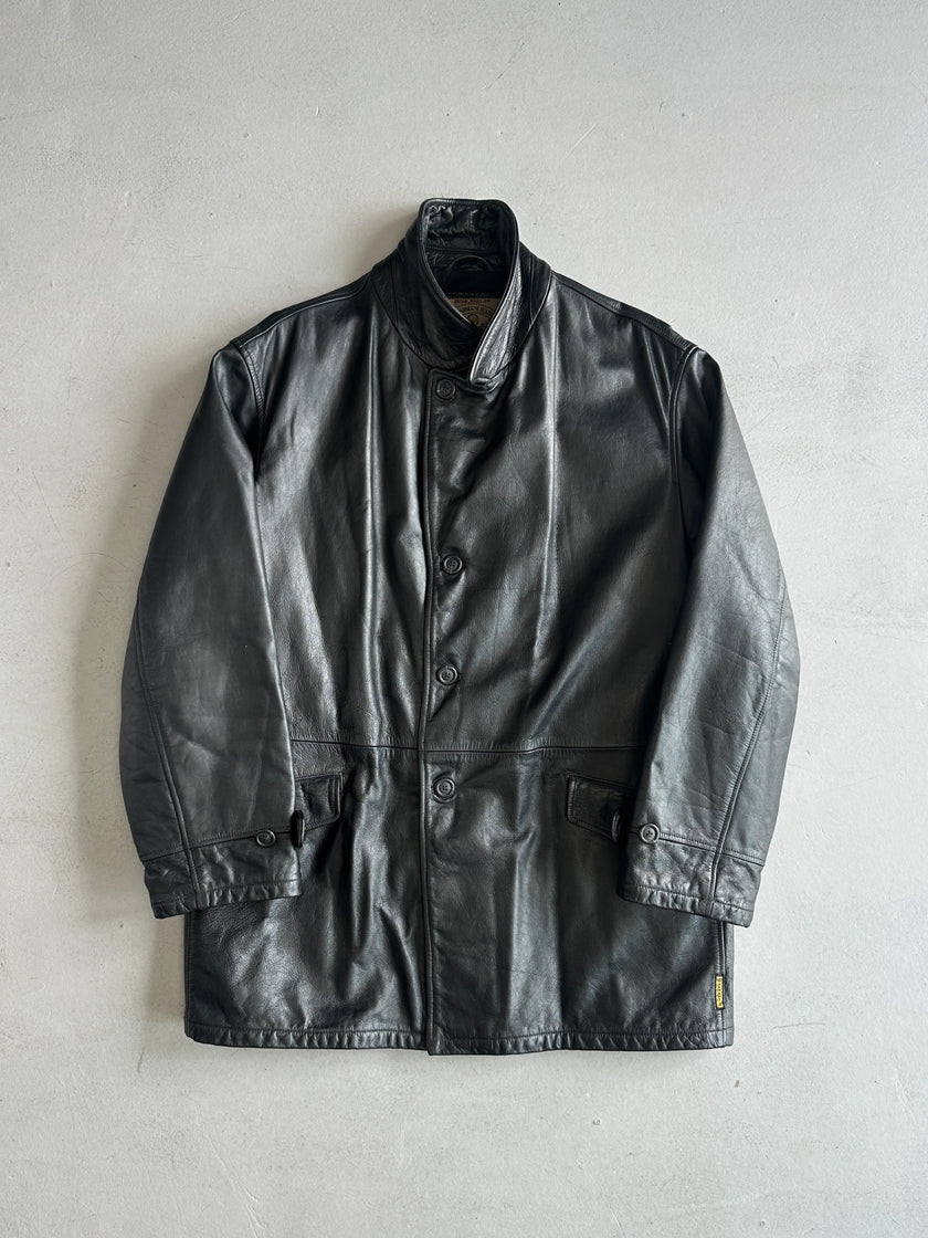 ARMANI JEANS - 1990s STRAIGHT FIT LEATHER JACKET