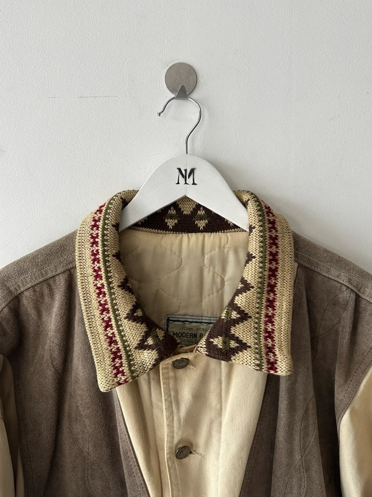 DIESEL - 1980s BOMBER JACKET WITH LAYERED SUEDE PANEL FRONT