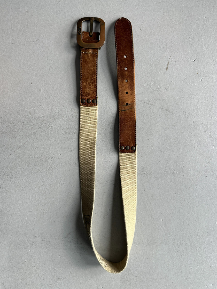 DOLCE & GABBANA - F/W 2003 CANVAS AND LEATHER BELT WITH BRASS BUCKLE