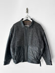 ITALIAN LABEL - 1980s PANELLED WOOL BOMBER JACKET WITH REMOVABLE SHEARLING COLLAR