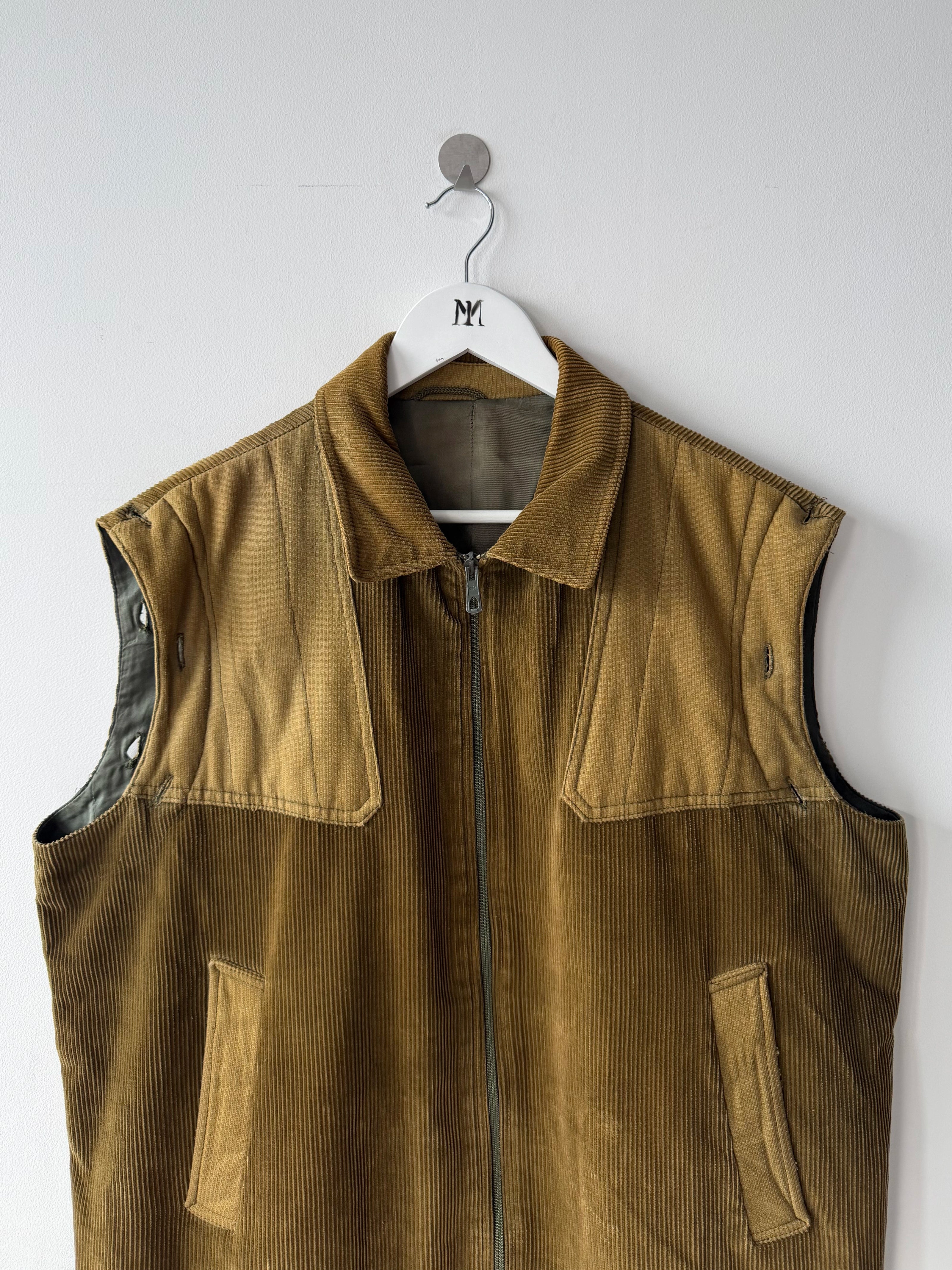ITALIAN LABEL 1980s 2 IN 1 CORDUROY JACKET GILET WITH REMOVABLE SLEEVE