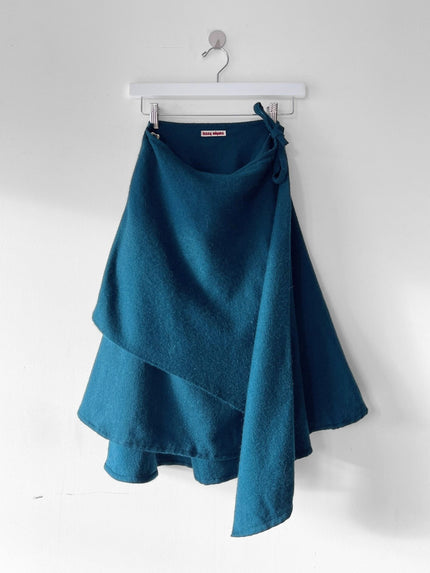 ISSEY MIYAKE -  1970s WOOL ASYMMETRIC WRAP SKIRT