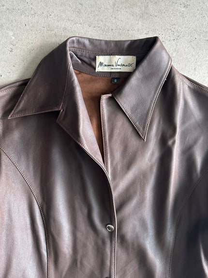 1970s LEATHER SHIRT WITH POINTED COLLAR