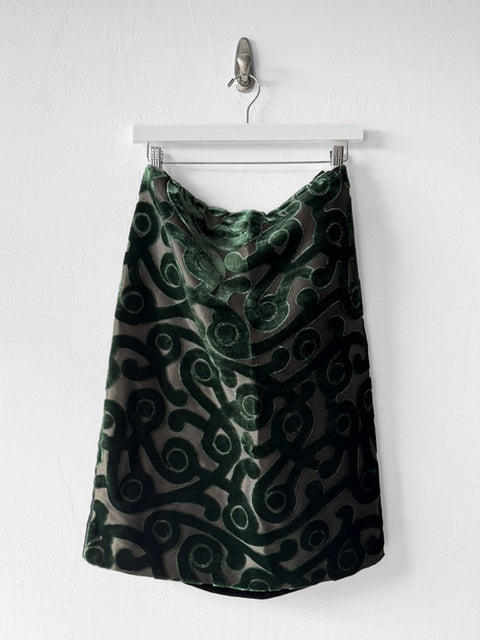 PRADA - F/W 2009 DEVORE VELVET KNEE LENGTH SKIRT