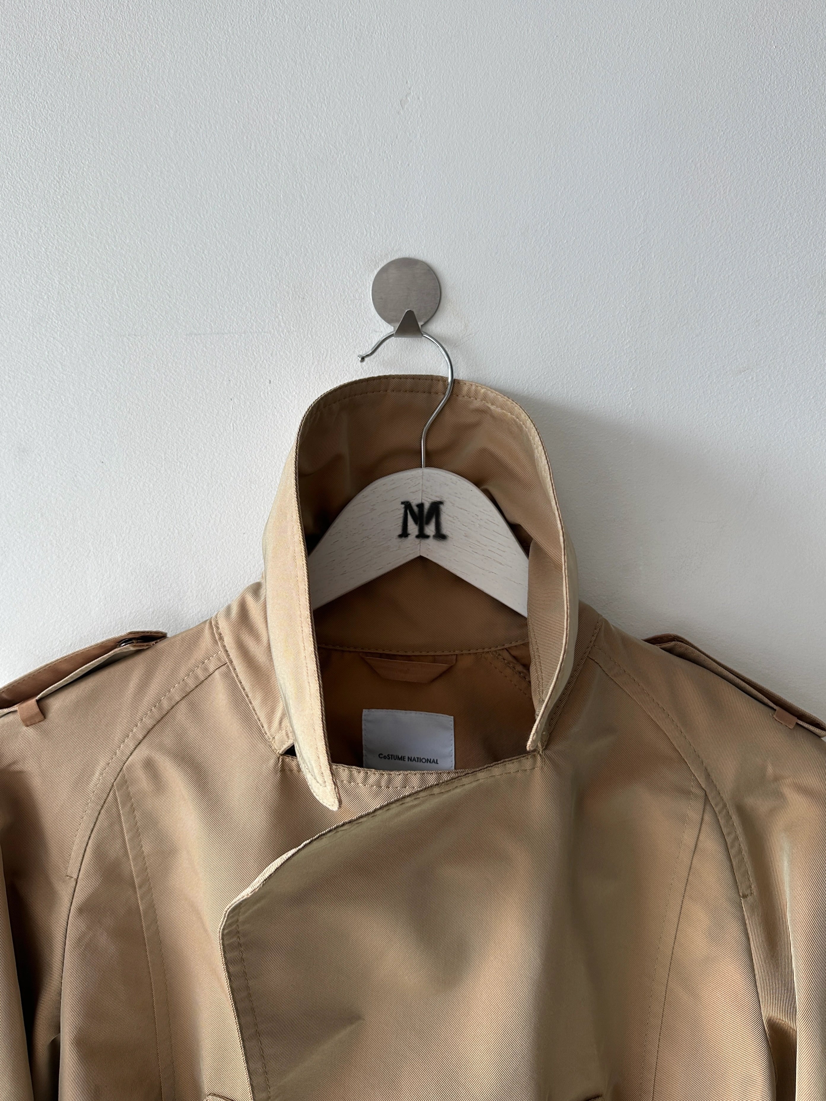 COSTUME NATIONAL - S/S 2007 CROP FIT BELTED TRENCH JACKET WITH BELL SLEEVES