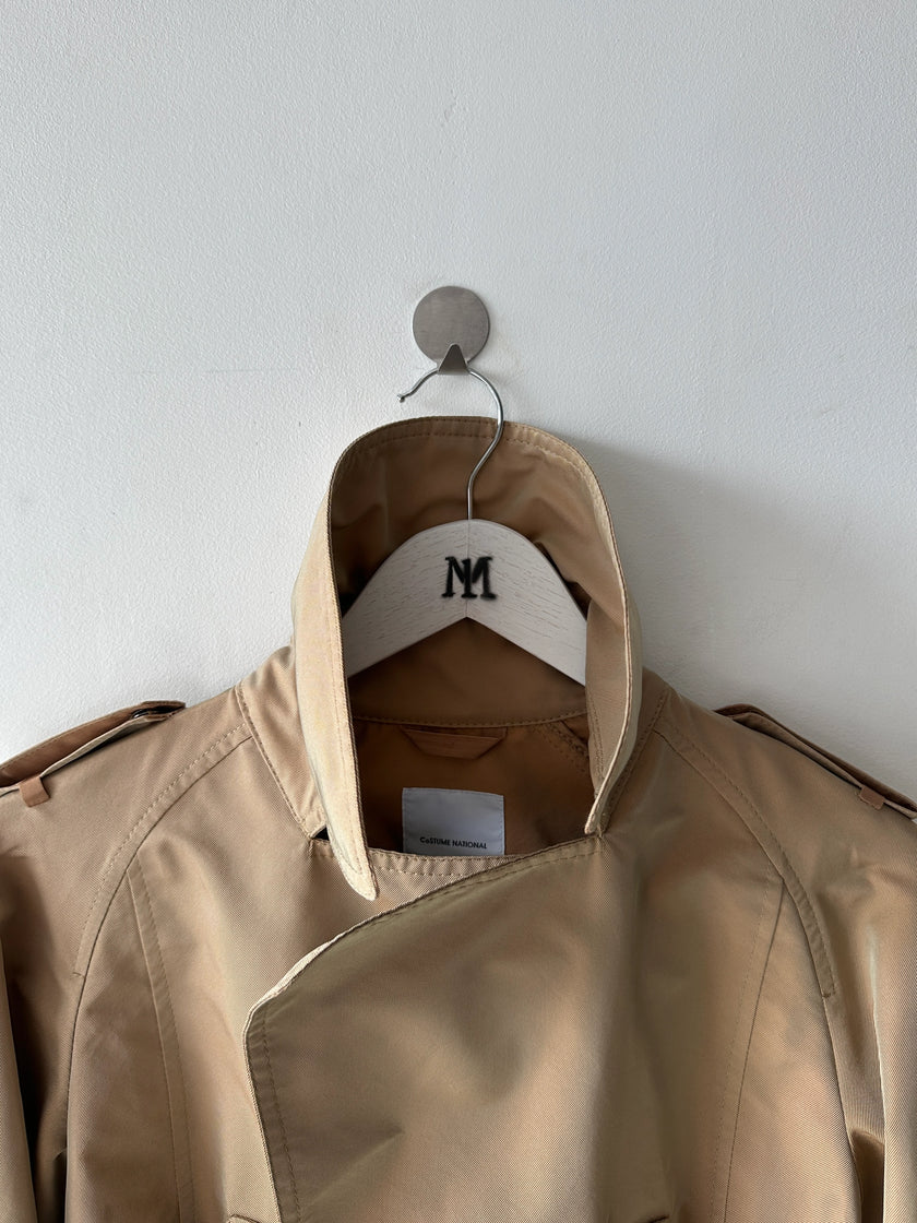 COSTUME NATIONAL - S/S 2007 CROP FIT BELTED TRENCH JACKET WITH BELL SLEEVES