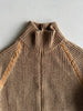 1980s CHUNKY KNIT ZIPPED CARDIGAN WITH SUEDE DETAILS