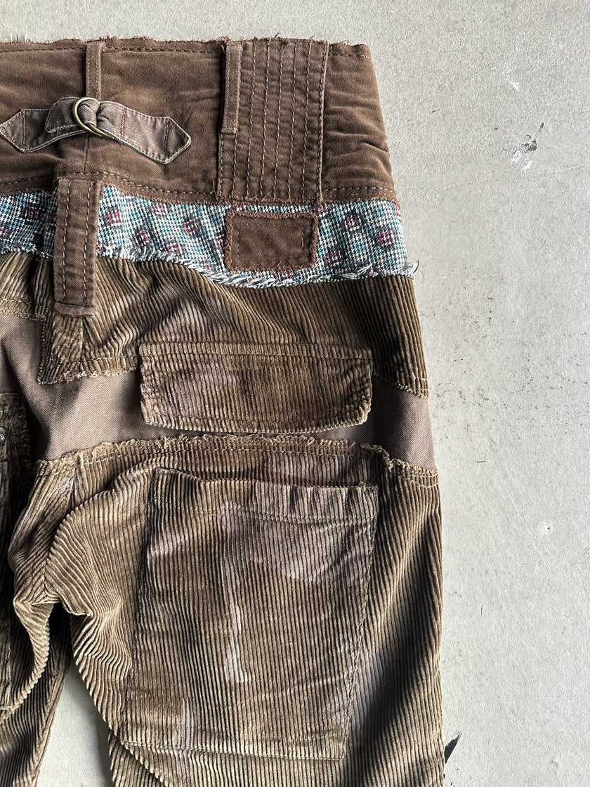 MARITHÉ + FRANÇOIS GIRBAUD - 2000s CORDUROY CARGO TROUSERS WITH SIDE ZIP
