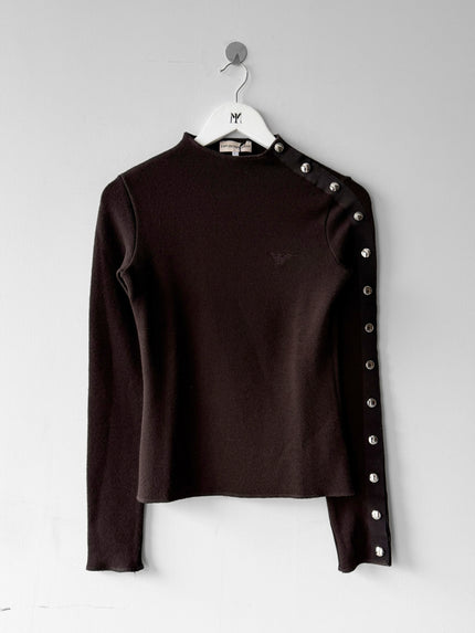 EMPORIO ARMANI - 2000s METAL BUTTON SLEEVE CROP FIT JUMPER