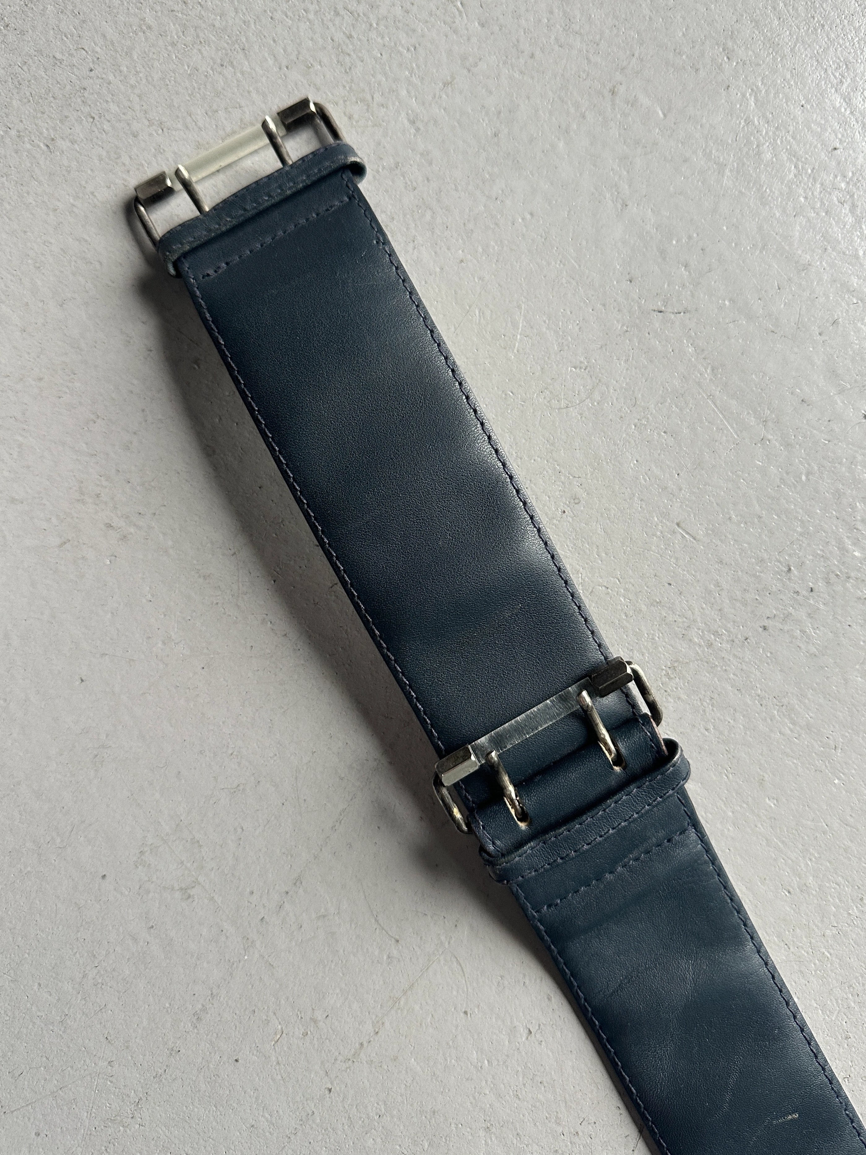 GIANNI VERSACE - 1980s DOUBLE BUCKLE LEATHER BELT