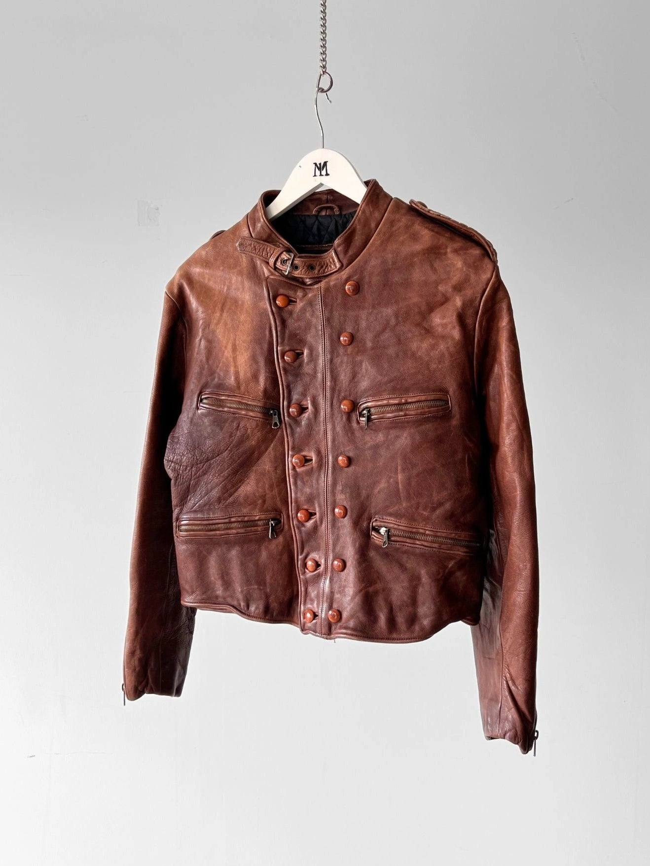 EMPORIO ARMANI 1990s  DOUBLE BREASTED LEATHER JACKET