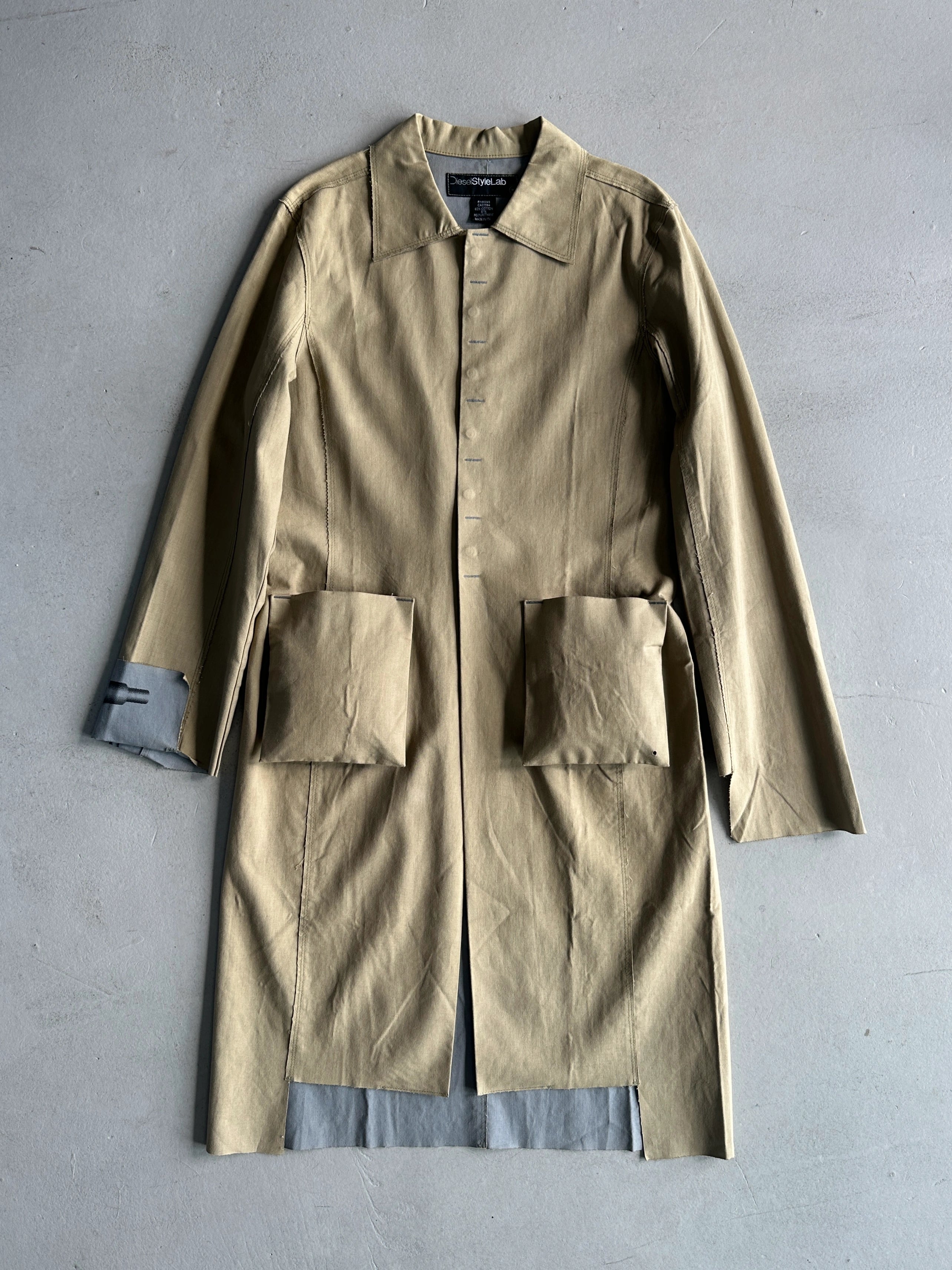 DIESEL - 1990s DECONSTRUCTED COAT WITH RAW EDGES