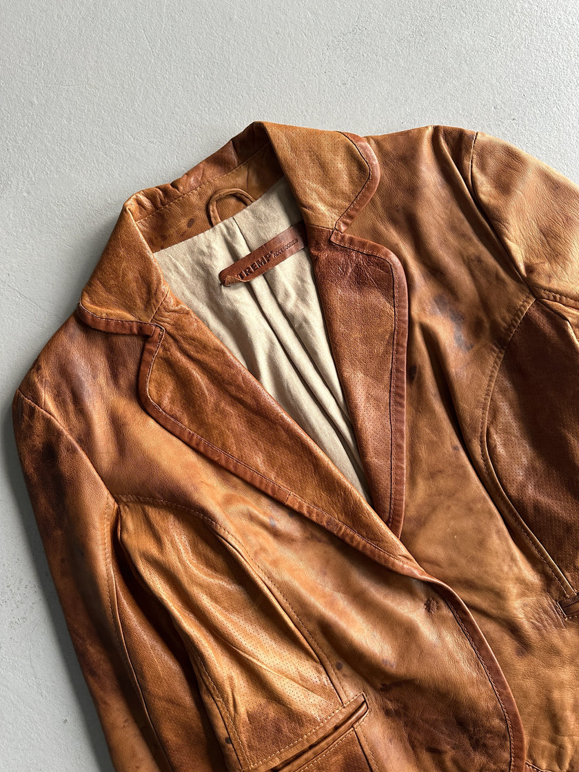 1990s DISTRESSED LEATHER BLAZER