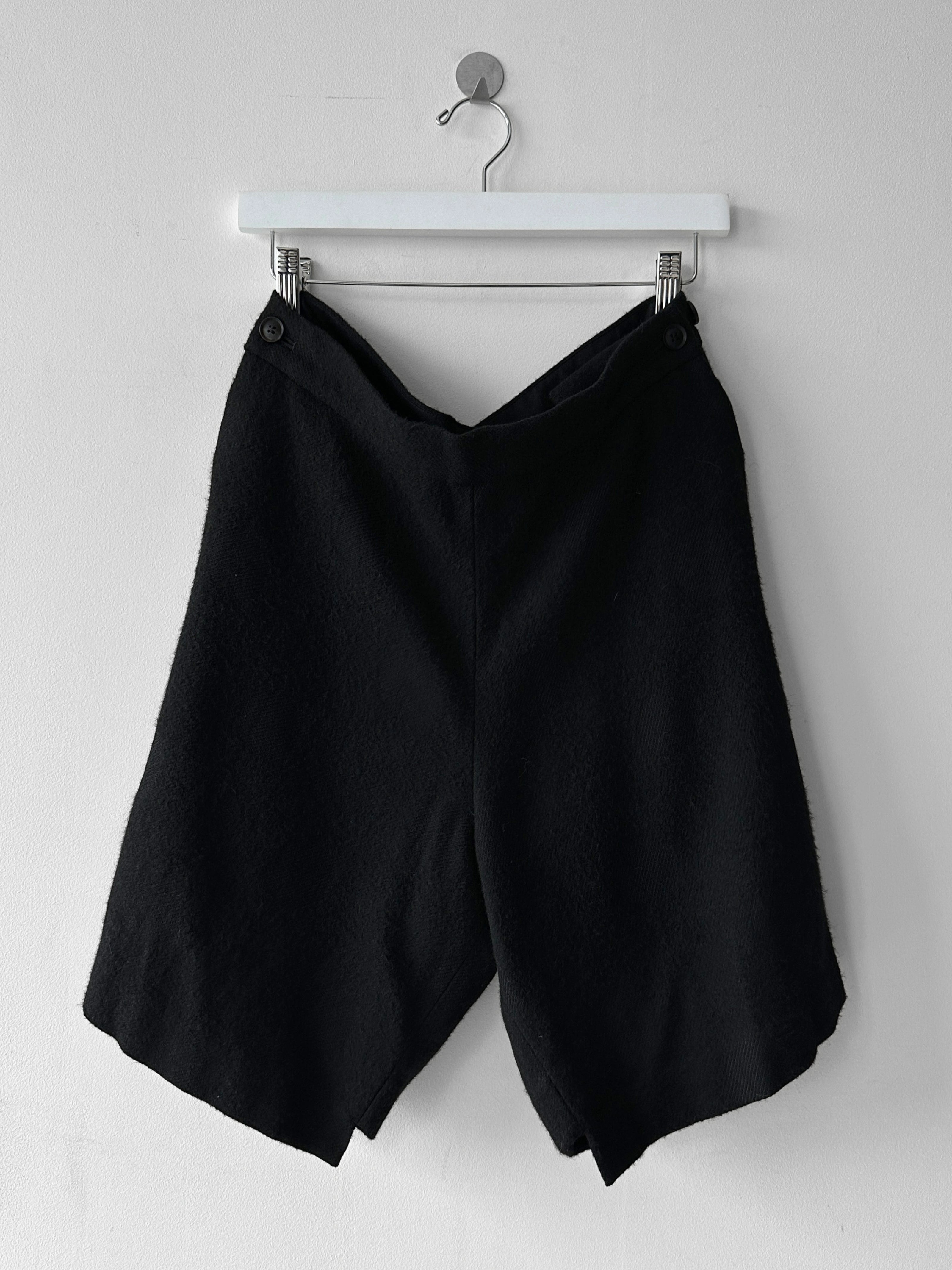 YOHJI YAMAMOTO REGULATION - mid 2010s ASYMMETRIC WOOL SHORTS
