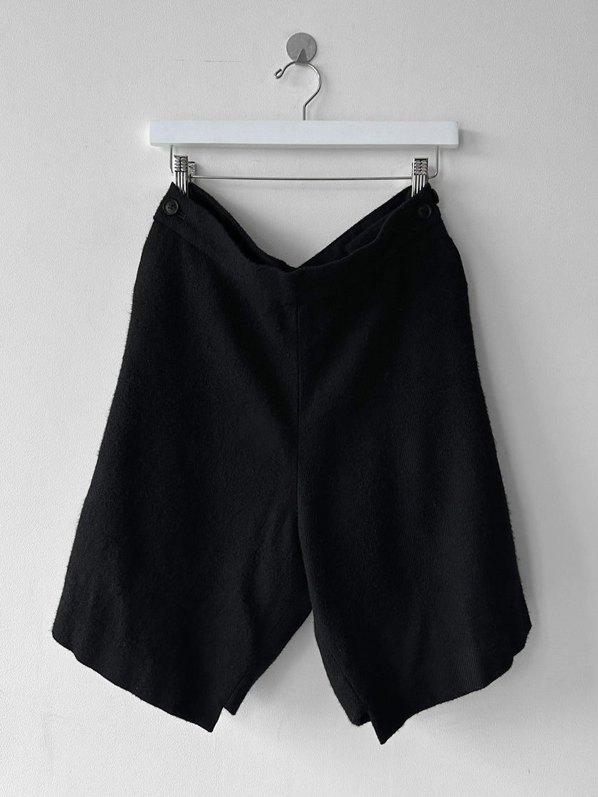 YOHJI YAMAMOTO REGULATION - mid 2010s ASYMMETRIC WOOL SHORTS