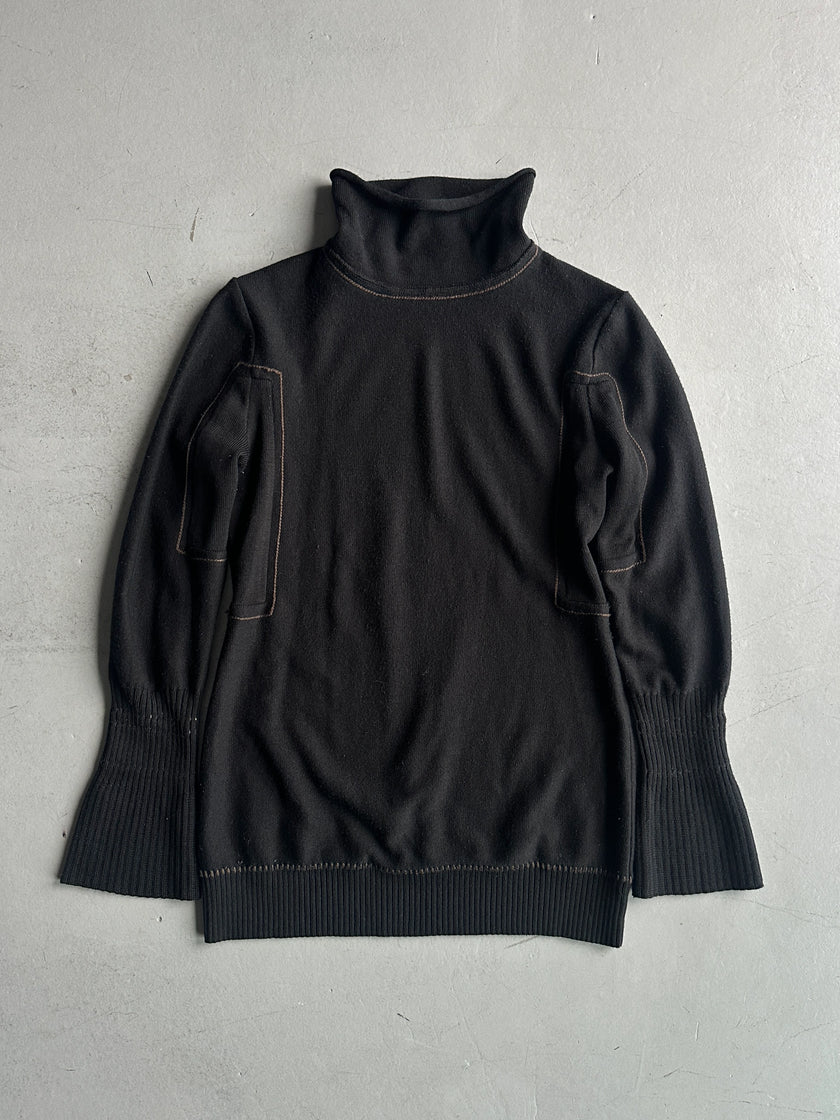 MARITHÉ + FRANÇOIS GIRBAUD - 2000s LONG SLEEVE KNIT TOP WITH STITCHING DETAILS