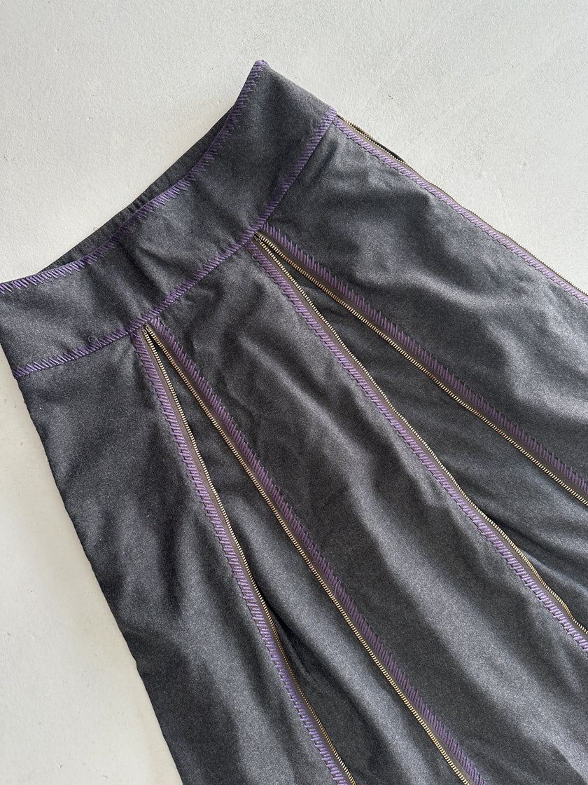 ICEBERG - 1990s MULTI ZIP MIDI SKIRT