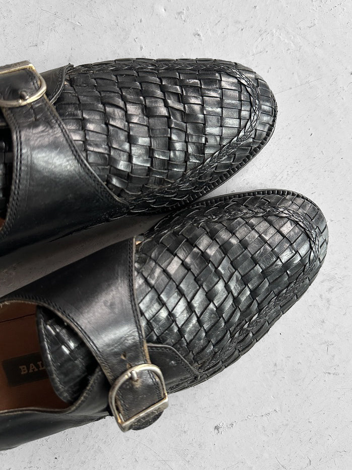 BALLY - 1980s WOVEN MONK STRAP SHOES