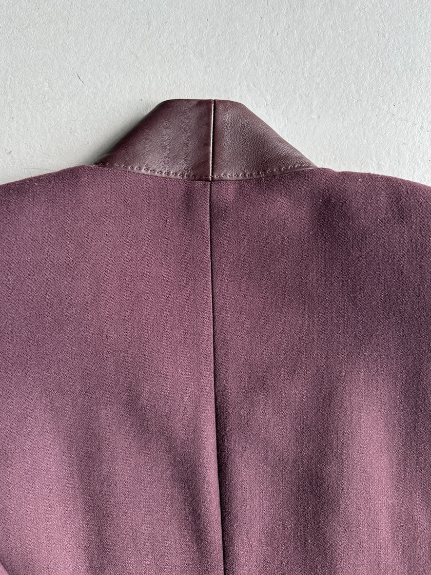 SHARON WAUCHOB - 2000s LEATHER FRONT DRAPED BLAZER