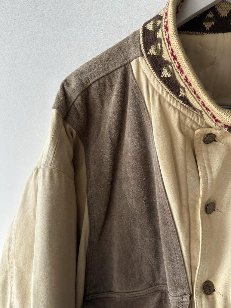 DIESEL - 1980s BOMBER JACKET WITH LAYERED SUEDE PANEL FRONT