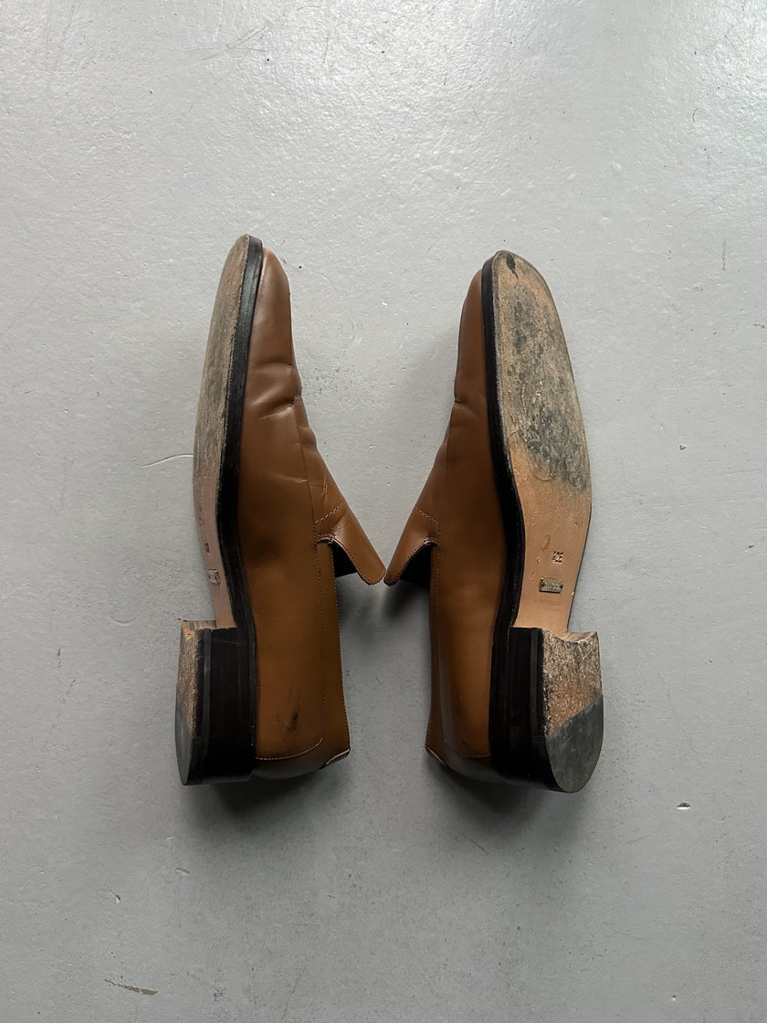 GUCCI - 1990s SQUARE TOE LEATHER LOAFERS